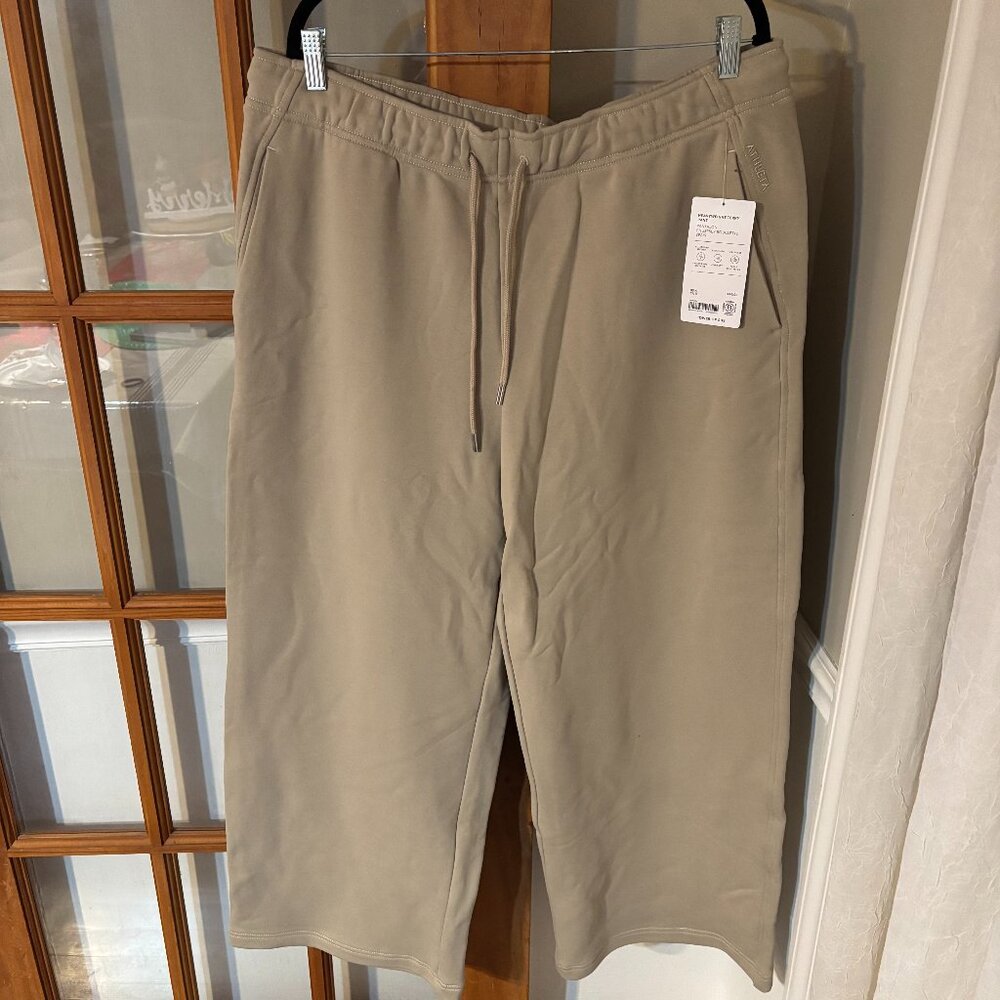 Athleta Heavyweight Terry Mid Rise Pant TAN SZ: XL